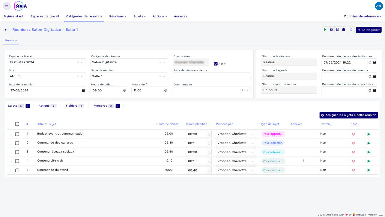 création ordre du jour